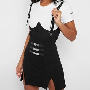 Maniere De Voir buckle underbust dress with silver suspender clasps size UK6/US2